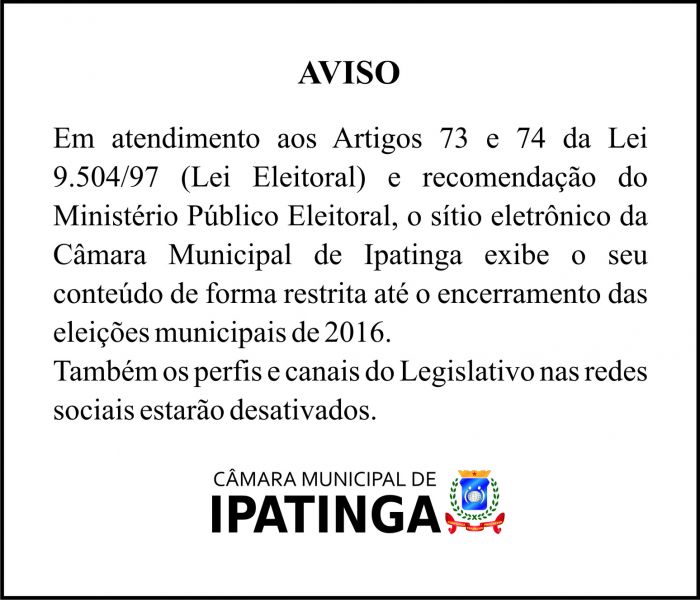 AVISO PERÍODO ELEITORAL